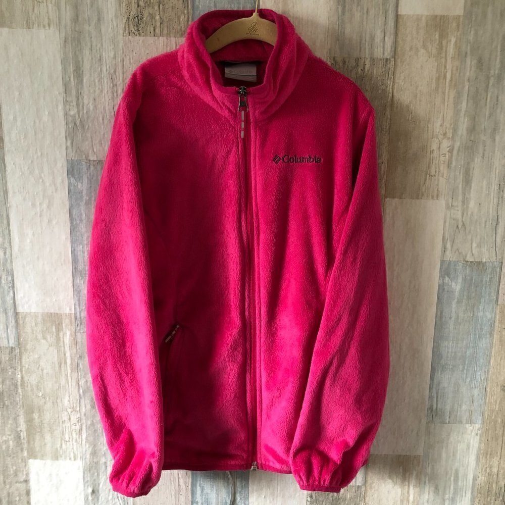 Columbia Benton Springs Fleece Jacket Girls size M Fushia Pink Zip Up